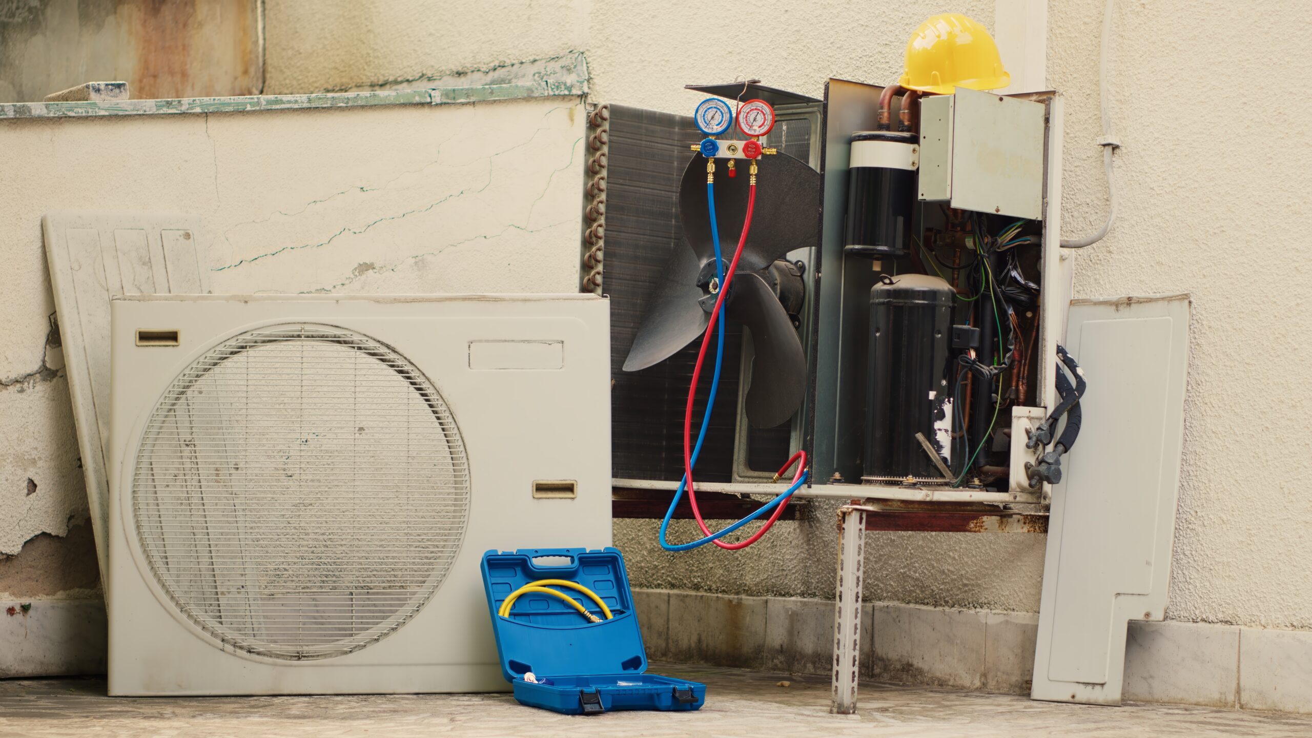 Broken air conditioner unit